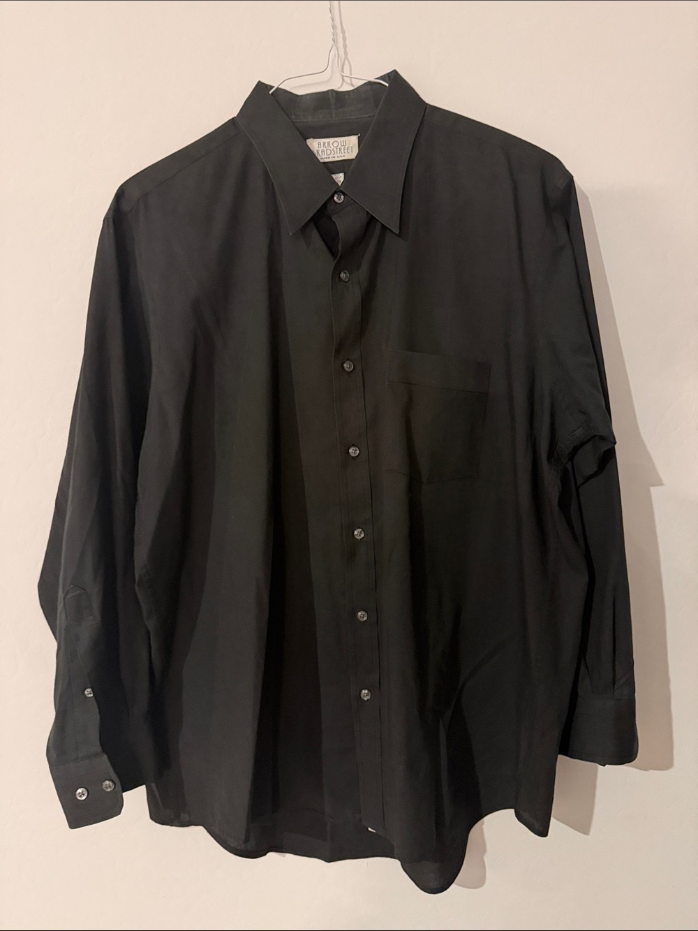 Arrow Bradstreet Mens Black Button-Up Dress Shirt - Classic Collared Shirt